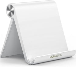 UGREEN Tablet Stand Portable and Foldable Adjustable iPad Stand for Desk, Thick Case Friendly Tablet Holder Compatible with All 4-10'' Tabs and Phones Fit for iPad Pro/Air/Mini iPhone 16 Pro Max White