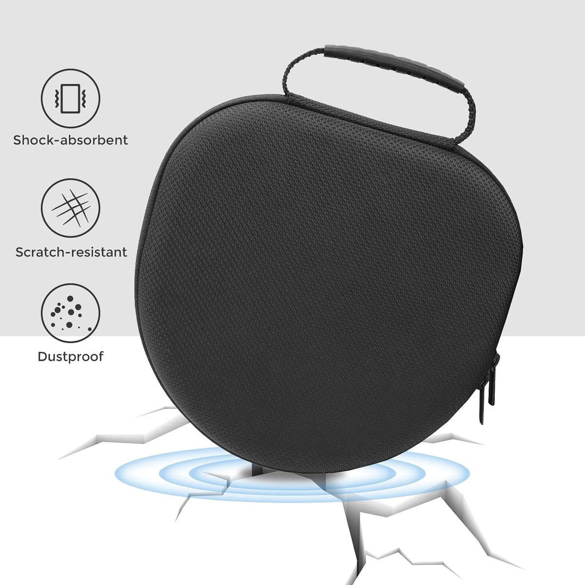 ProCase Airpods Max Case, Hard Travel Carrying Headphone Case with Silicone Earpad Cover & Mesh Pocket, Airpod Max Accessories Bag -Black