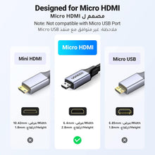 UGREEN 8K Micro HDMI to HDMI 2.1 Cable Adapter 1M, Male to Male, 8K@60Hz,4K@144Hz,2K@240Hz,HDR/eARC/3D, Compatible Sony/Nikon/Gopro/Canon/Fuji/Raspberry Pi, Braided Cord Aluminum Shell