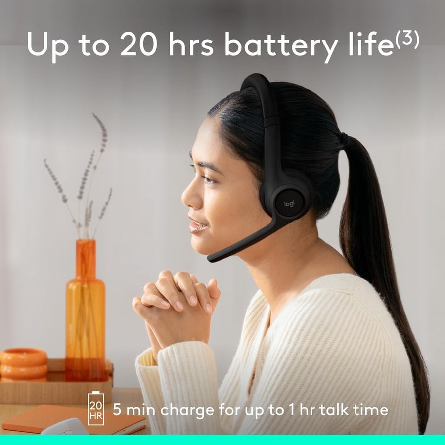 Logitech Zone 300 Wireless Bluetooth Headset With Noise-Cancelling Microphone