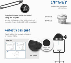 Neewer Microphone Arm Stand, Suspension Boom Scissor Microphone Arm Stand with 3/8 Inch to 5/8 Inch Screw and Cable Ties, Compatible with Blue Yeti Snowball Yeti X Quadcast etc. Max. Load 1.5 kg