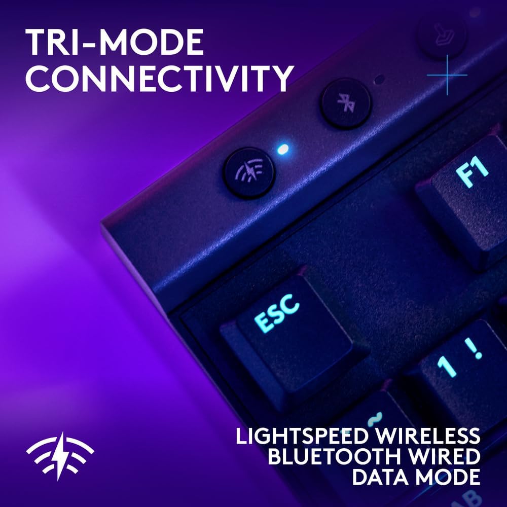 Logitech G515 LIGHTSPEED TKL Low Profile Wireless Gaming Keyboard, LIGHTSYNC RGB, Thin Tenkeyless Design, PBT Keycaps, Tactile/Brown Mechanical Switches - Black