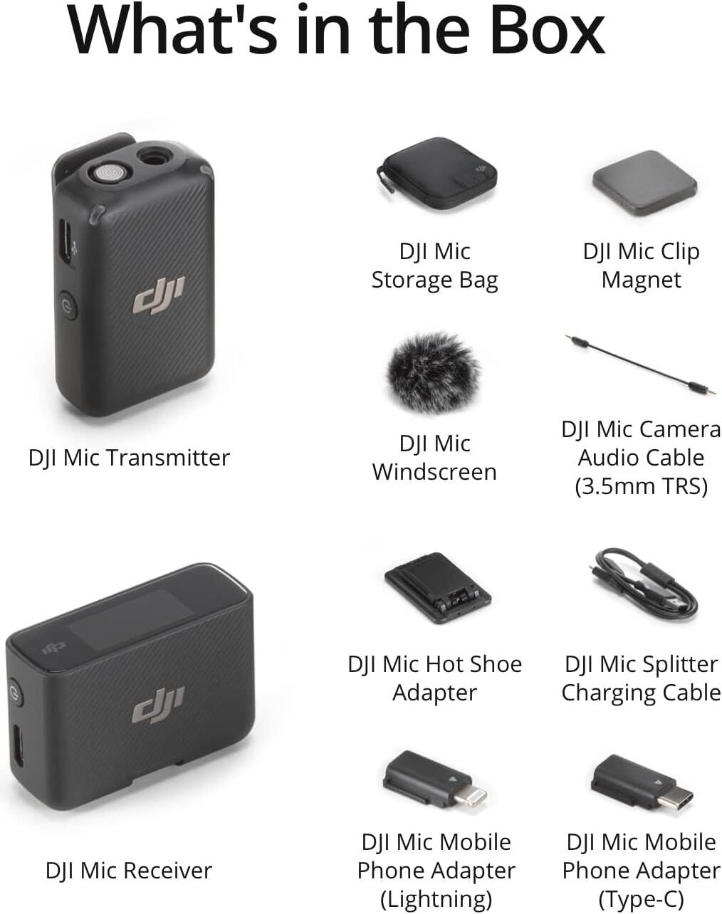 DJI Mic (1 TX + 1 RX), Wireless Lavalier Microphone, 250m (820 ft.) Range, 14 Hour Recording, Wireless Mic for PC, iPhone, Cameras, Vlogs, Live Stream, UAE Version with Official Warranty Support
