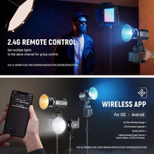 NEEWER MS60C RGBWW LED Video Light with 2.4G/APP Control, 65W Metal Mini RGB COB, Bowens Mount Spotlight, 2700K-6500K, 8300lux/1m, CRI 97+/TLCI 98+,17 Effects + RGBCW | AWP012551