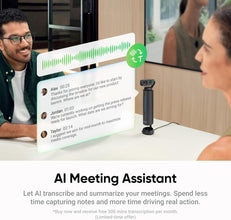 Insta360 Wave - AI Speakerphone, Bluetooth, Voice Recorder, 8 Noise-Canceling Mics w/Beamforming, AI Transcript & Summary, Support 99 Languages, 32GB Storage, Meetings, Podcasts, Livestreams
