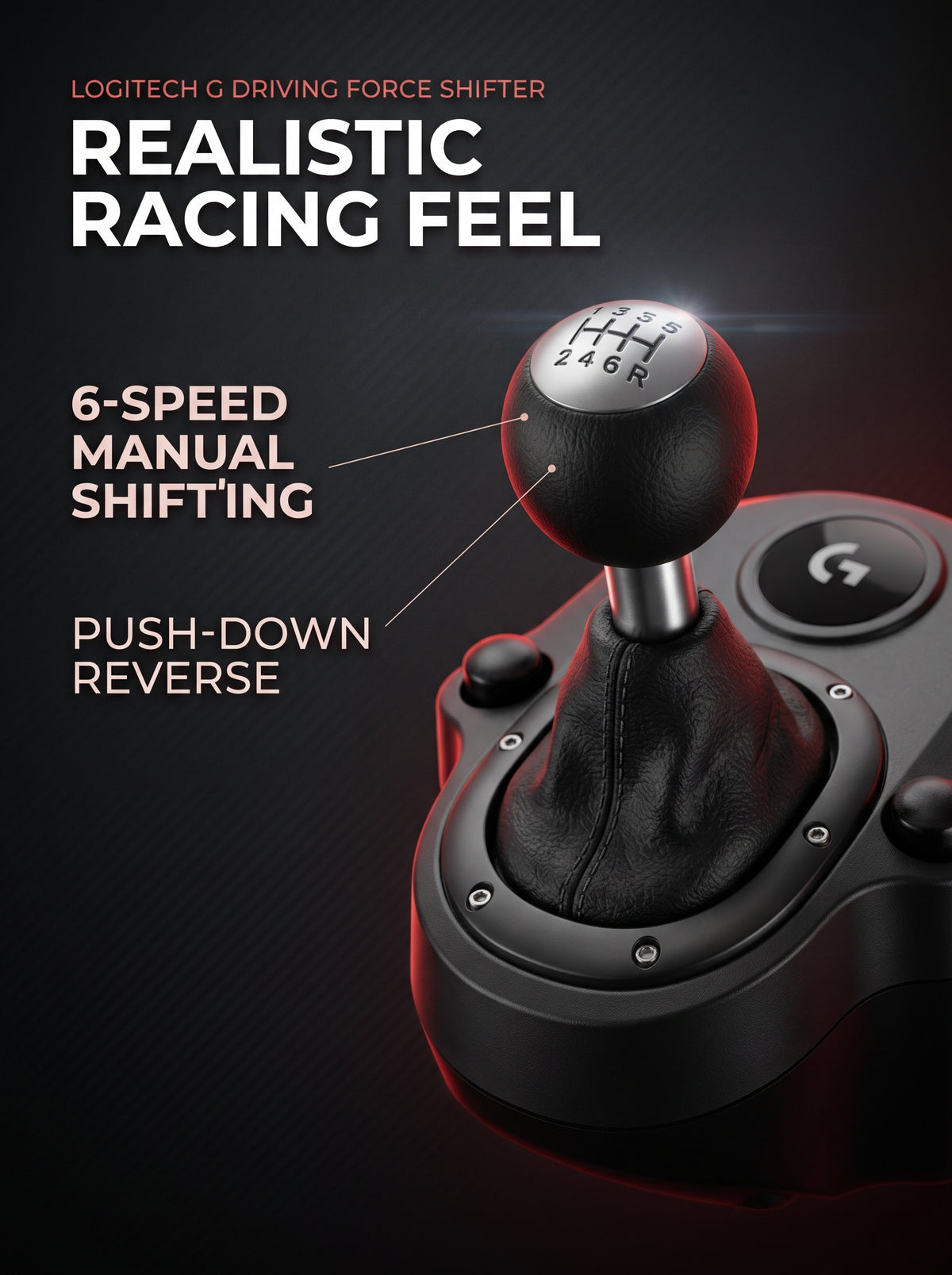 Logitech Driving Force Shifter for G29 G920 G923 – 6-Speed Racing Gear Shifter with Push-Down Reverse, Black, Open Box – Like New, Fully Working