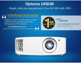 Optoma UHD38 Bright, True 4K UHD Gaming Projector | 4000 Lumens | 4.2ms Response Time at 1080p with Enhanced Gaming Mode | Lowest Input Lag on 4K Projector | 240Hz Refresh Rate | HDR10 & HLG