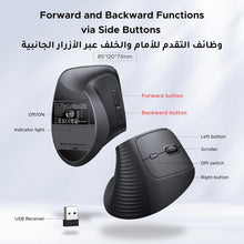 UGREEN Vertical Ergonomic Mouse, 4000 DPI Wireless Mouse Bluetooth & 2.4GHZ USB Receiver, 4 Adjustable DPI 1000/1600/2000/4000, Compatible Windows/MacOS/Linux/Chrome/Android, for MacBook, PC, Tablet