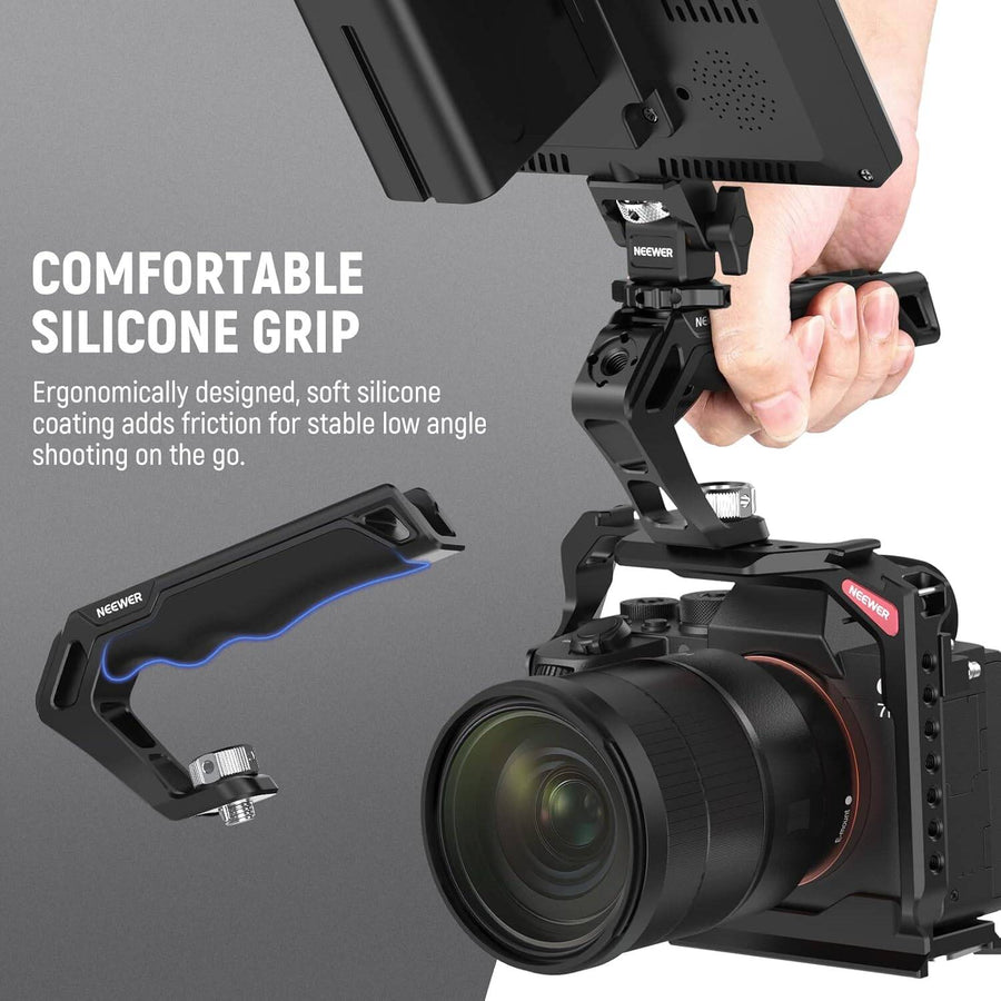 NEEWER Camera Top Handle CA007 with ARRI 3/8" Locating Pins Silicone Grip