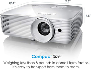 Optoma EH412 1080P HDR DLP Professional Projector | Super Bright 4500 Lumens | Business Presentations, Classrooms, and Meeting Rooms | 15000 Hour Lamp Life | 4K HDR Input | Speaker Built in, White
