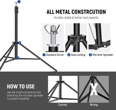Neewer Photo Studio Backdrop Support System, 10ft/3m Wide 6.6ft/2m High Adjustable Background Stand with 4 Crossbars, 6 Backdrop Clamps, 2 Sandbags, & Bag for Portrait & Studio Photography | AWP012560