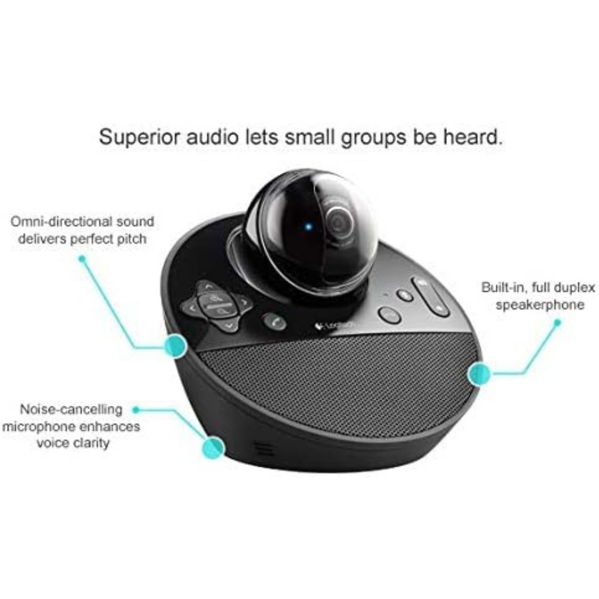 Logitech BCC950 Full HD 1080P Business Webcam Omnidirectional Speaker for Video Conference, Black
