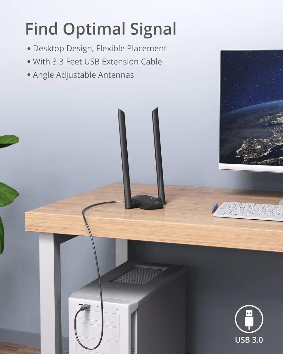 BrosTrend USB WiFi 6 Adapter AX1800 Long Range USB WiFi Adapter for PC Laptop Desktop 5GHz/1201Mbps + 2.4GHz/574Mbps Wireless Dongle