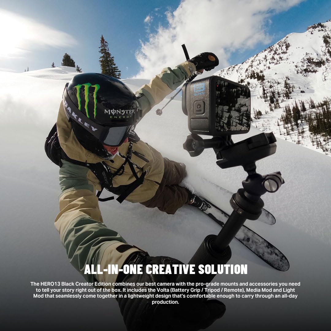 GoPro Hero13 Creator Edition Includes Hero13 Action Camera, 27 MP with Bluetooth, Volta, Media Mod, Built-in Mic, Light Mod, Magnetic Mount (1-Yr International Warranty),Black