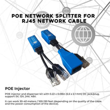 RJ45 Ethernet Cable Combiner/Splitter Kit (1 Pair) POE Adapter Connectors Power Cable Kit Works with IP Security Cameras, Wireless Access Points