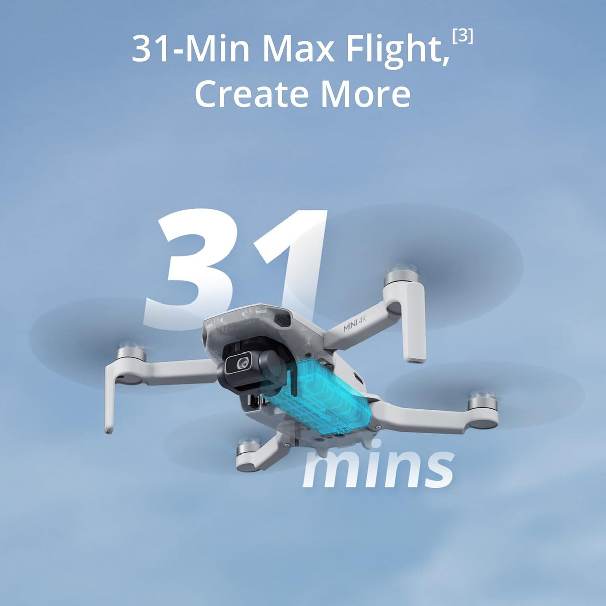 Dji Mini 4K, Drone with 4K UHD Camera for Adults, Under 249 g, 3-Axis Gimbal Stabilization, 10km Video Transmission, Auto Return, Wind Resistance, 1 Battery for 31-Min Max Flight Time, Intelligent Flight