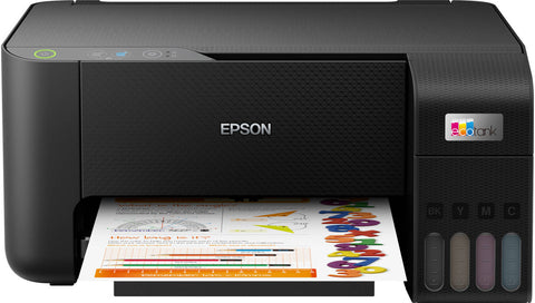 Epson EcoTank L3210 A4 All-in-One Ink Tank Printer, 5760 x 1440 dpi Resolution, Print/Scan/Copy, Up to 33.0 ppm Print Speed, 180 x 1 Nozzles, Spill Free, Error Free Refilling, USB, Black | C11CJ68405