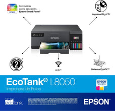 EPSON EcoTank L8050 High Volume 6 Colour A4 Photo Printer, Print 10x15cm Borderless Photos, 5.760 x 1.440 DPI Resolution, 22 ppm Print Speed, Black | C11CK37405