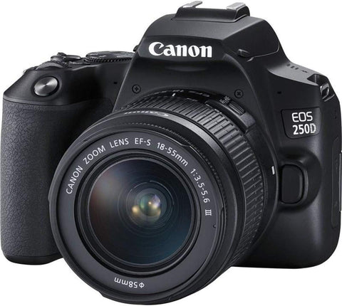 Canon EOS 250D DSLR Camera With EFS 18-55 DC III Lens 24.1 MP APS-C Sensor 5 FPS Vari-Angle Touchscreen 4K Movies Wi-Fi Bluetooth