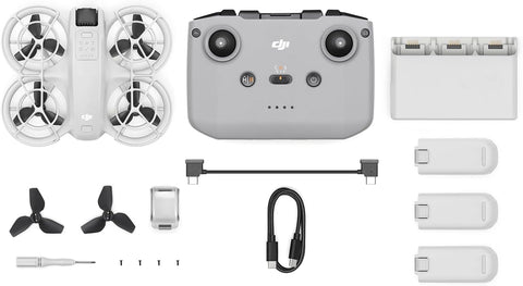 Dji Neo Fly More Combo, Drone With 4K UHD Camera For Adults And Kids, 135g Follow Me Drone With Palm Takeoff, AI Subject Tracking, QuickShots, Stabilized Video, With RC-N3 & 3 Batteries For 60 Flights