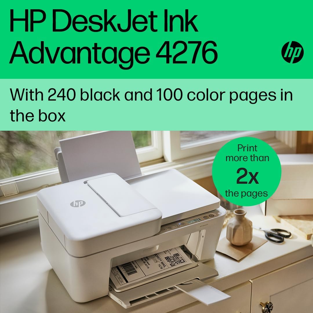 HP DeskJet Ink Advantage 4276 Wireless, Print, Scan, Copy, All-in-One Printer - [60K49C]
