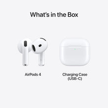 Apple AirPods 4 Wireless Earbuds, Bluetooth Headphones, Personalized Spatial Audio, Sweat and Water Resistant, USB-C Charging Case, H2 Chip, Up to 30 Hours of Battery Life, Effortless Setup for iPhone