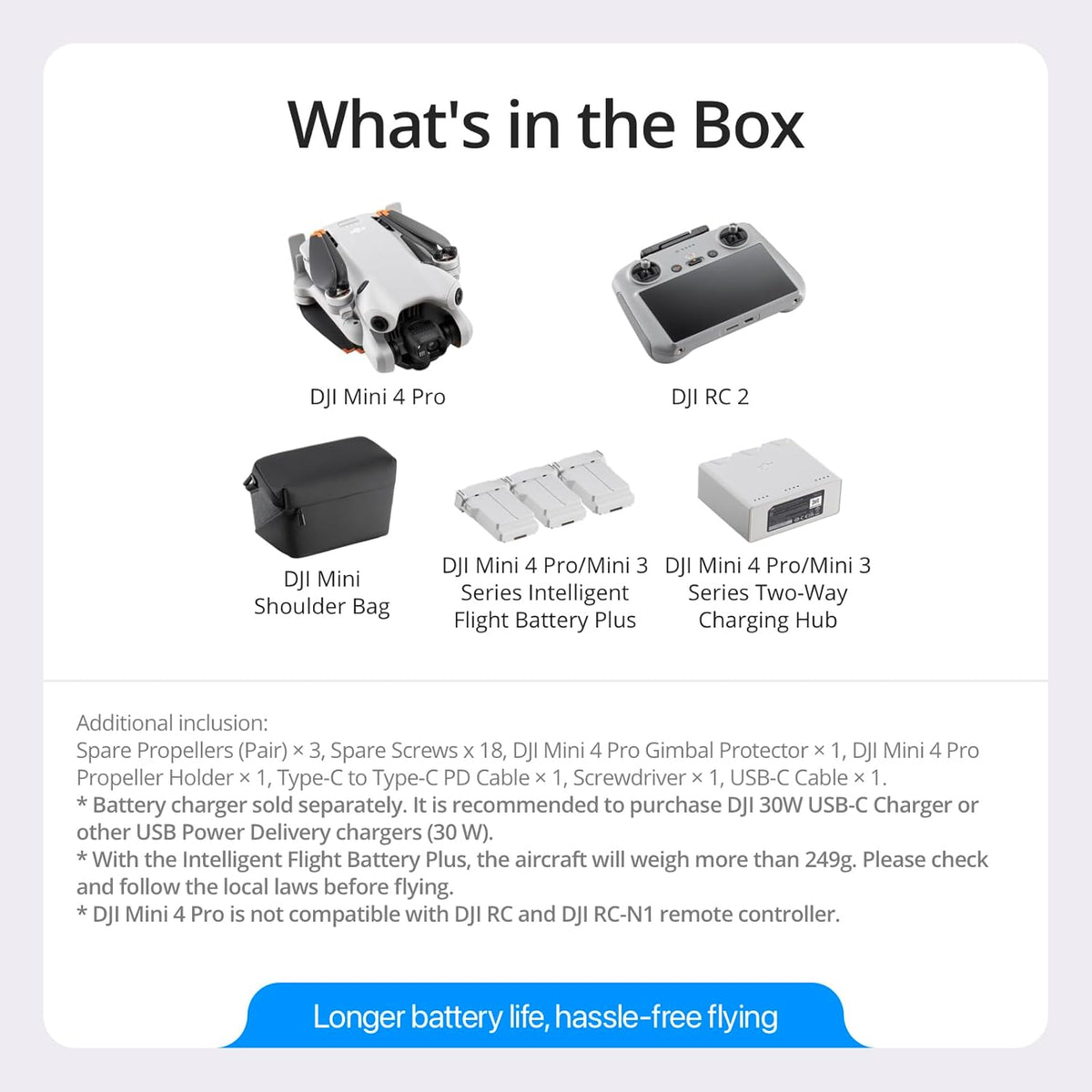 DJI Mini 4 Pro Fly More Combo Plus (RC 2), Folding Mini-Drone 4K HDR Camera, 2 Extra Intelligent Batteries Plus For 45-Min Flight Time