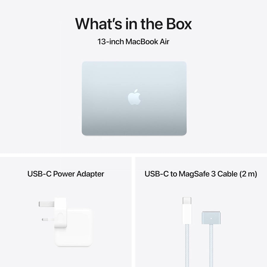 Apple 2025 MacBook Air (13-inch, Apple M4 chip with 10-core CPU and 8-core GPU, 16GB Unified Memory, 256GB) - Sky Blue;English