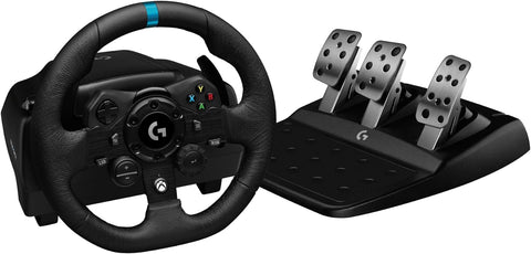 Logitech G923 Racing Wheel and Pedals for Xbox Series X|S, Xbox One and PC featuring TRUEFORCE up to 1000 Hz Force Feedback, Responsive Pedal, Dual Clutch Launch Control, and Genuine Leather Wheel