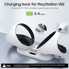 SYOSI Charging Station for Playstation VR2 Controller, Charging Dock Compatible with PS VR2 Controller LED Light Desk Charger Stand with Accessories 4 Type-C Magnetic Clasp and Type-C Cable (White)