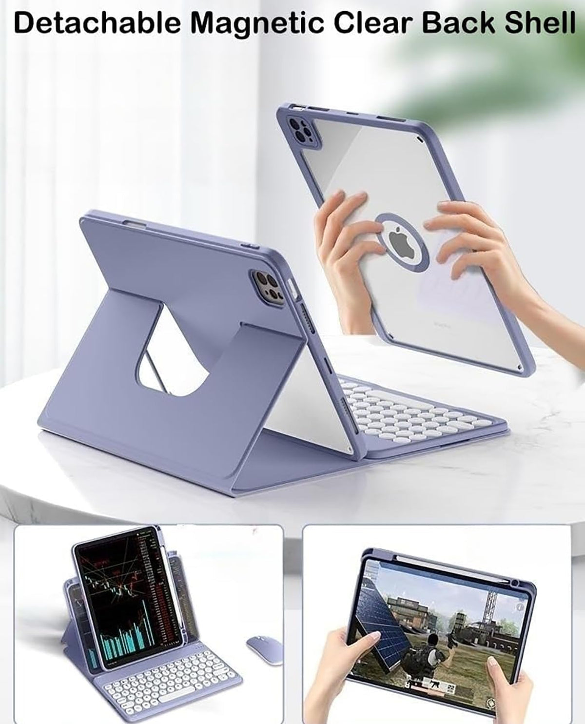 EURCRBU Compatible with iPad 10th 10.9 inch Generation 2022 Keyboard Case, with Arabic Intelligent Touch Trackpad Bluetooth Detachable Keyboard, Built in Pencil Holder-（Green）