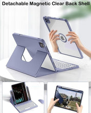 NALACAL 360° Rotatable Magnetic Detachable Keyboard Case for iPad 10th Generation 2022 - Includes Pencil Holder, BT Keyboard, Compatible with iPad 10th Gen 10.9 inch - Lavender