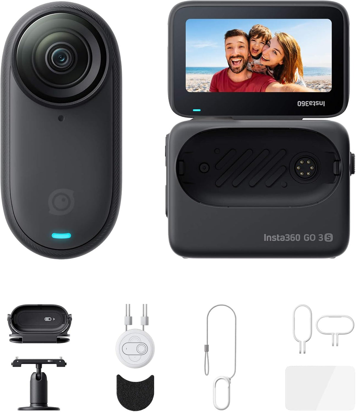 Insta360 GO 3S Midnight Black (128GB) 4K Action Camera - Open Box (100% Fully Working)