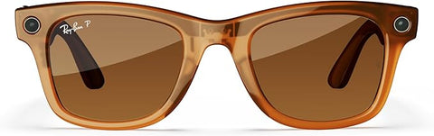 Meta Ray-Ban Smart Glasses Wayfarer Large 53/22/155 Shiny Caramel Polar Brown RW4008