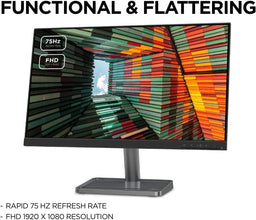 Lenovo L27e-30 27-Inch IPS FullHD 75Hz Monitor 3 side edgeless With HDMI,VGA Black-66BEKAC2UK