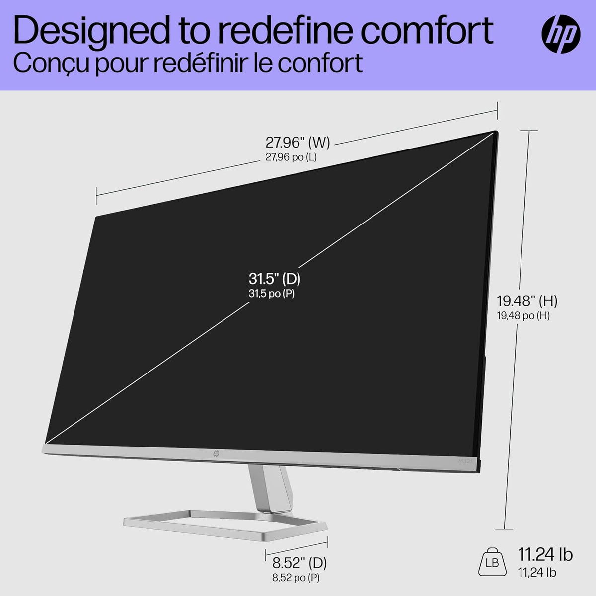 HP - M32f 31.5" LED Full HD FreeSync Monitor - Silver & Black