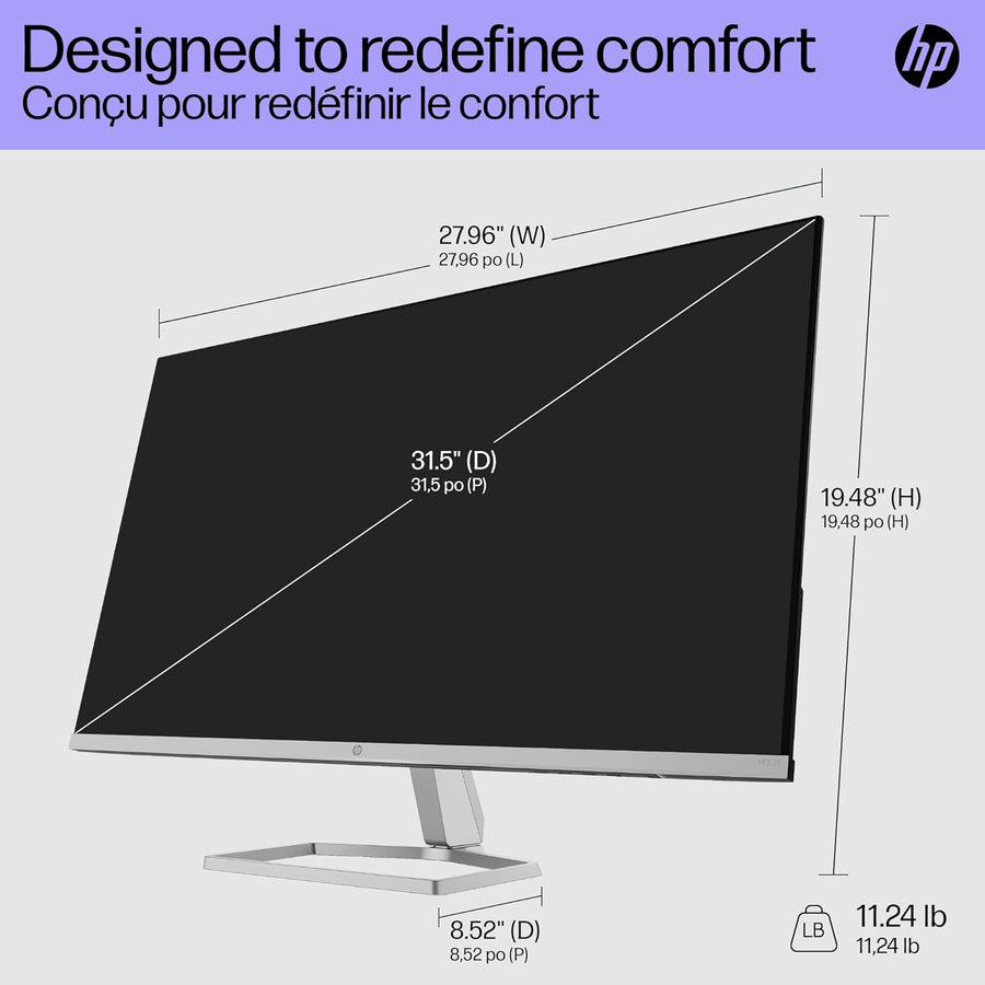 HP - M32f 31.5" LED Full HD FreeSync Monitor - Silver & Black