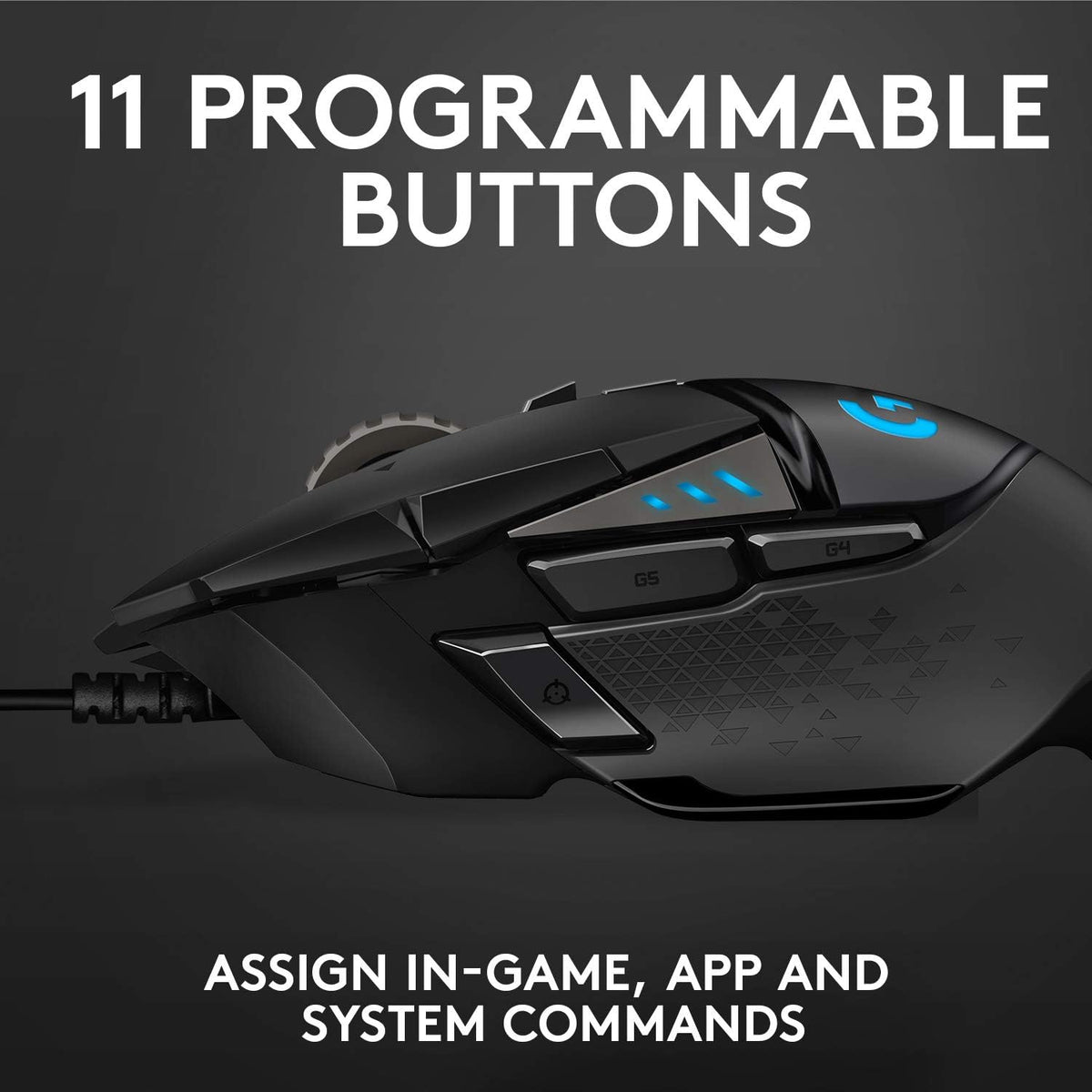 Logitech G502 HERO High Performance Wired Gaming Mouse, 11 Programmable Buttons, On-Board Memory, PC / Mac - Black