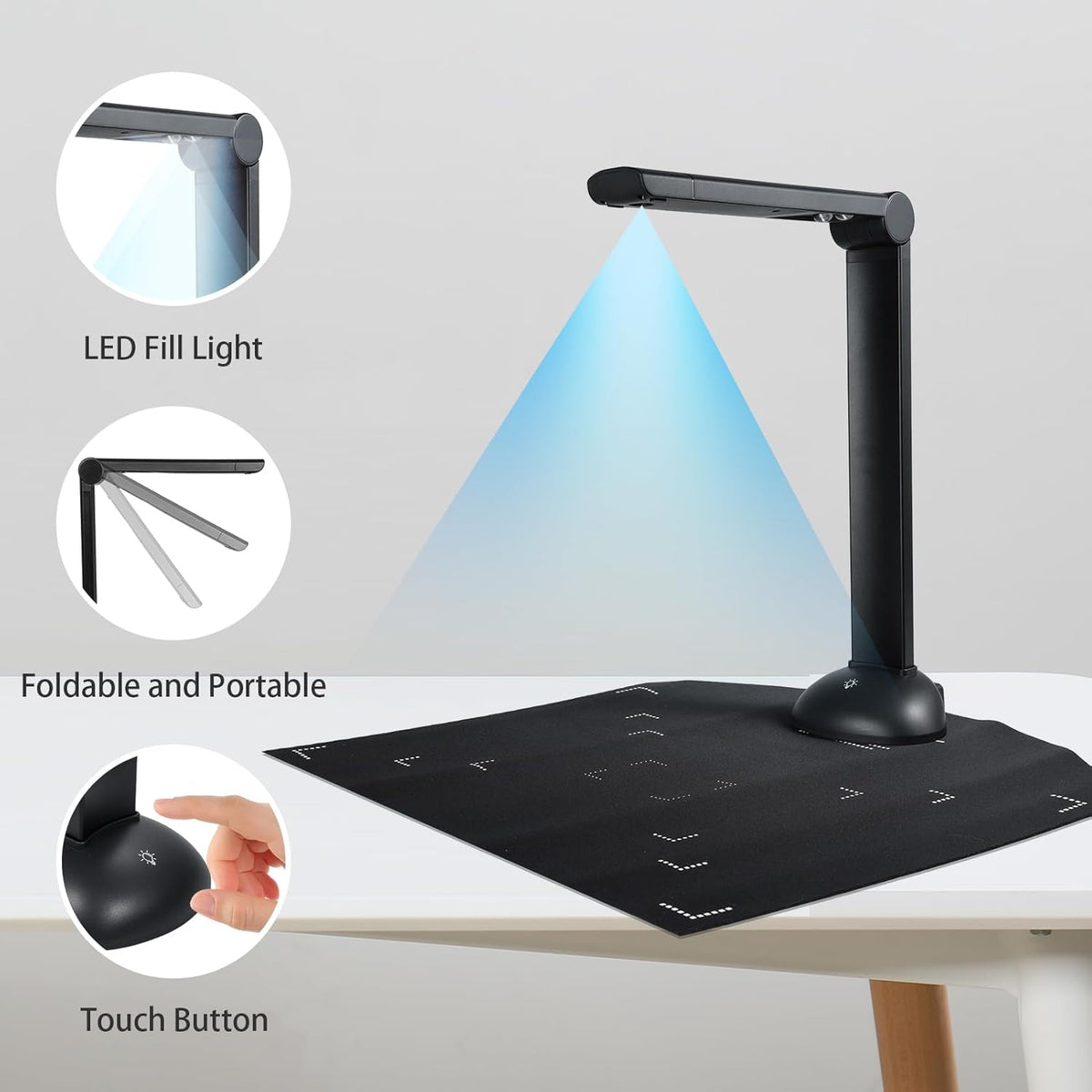 Labymos Document Camera Book Scanner A3 A4 Size with LED Fill Light HD 16 Mega-pixels High Speed Scanning Support Multi-Language OCR Software USB Port Compatible with Windows for ID Cards Passport Bo