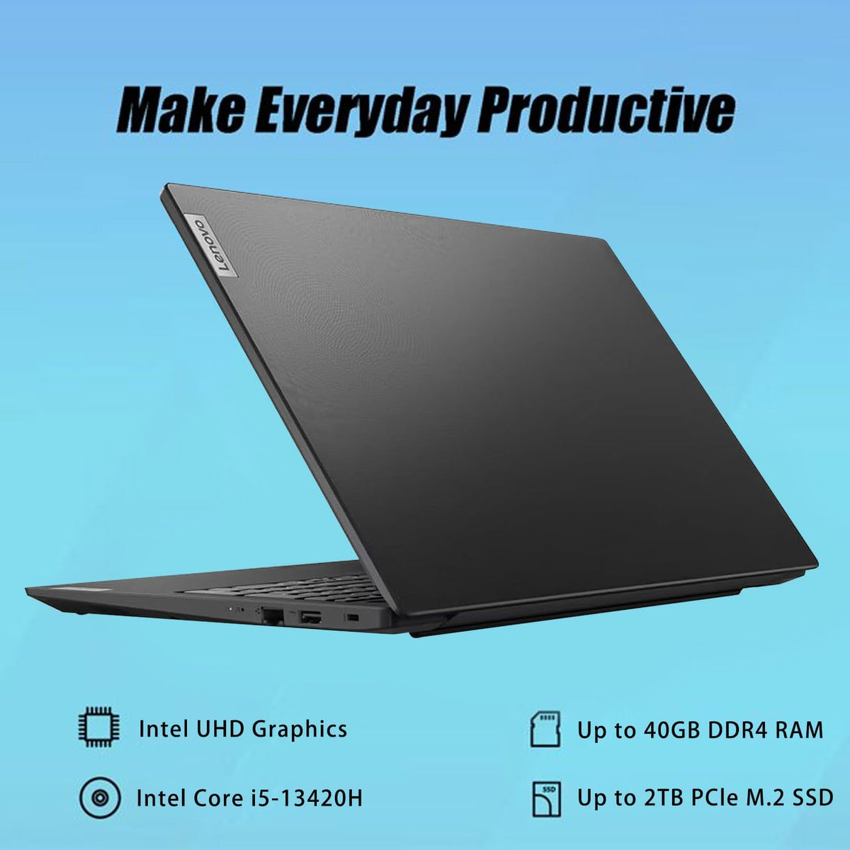 Lenovo Newest V15 Gen 4 Business Laptop, 15.6" FHD Display, Intel Core i5-13420H (Beat i7-1355U), 16GB RAM, 512GB SSD, HDMI, RJ45, Webcam, Numeric Keypad, Wi-Fi, Windows 11 Pro, Black