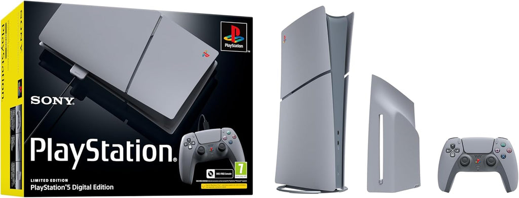 Sony PlayStation 5 30th Anniversary Limited Edition Console, Digital Edition, Support 4K @ 120Hz, 8x Zen 2 Cores Processor, AMD Radeon RDNA 2 GPU, 16GB RAM, Built-In 1TB SSD Storage, Gray International Version