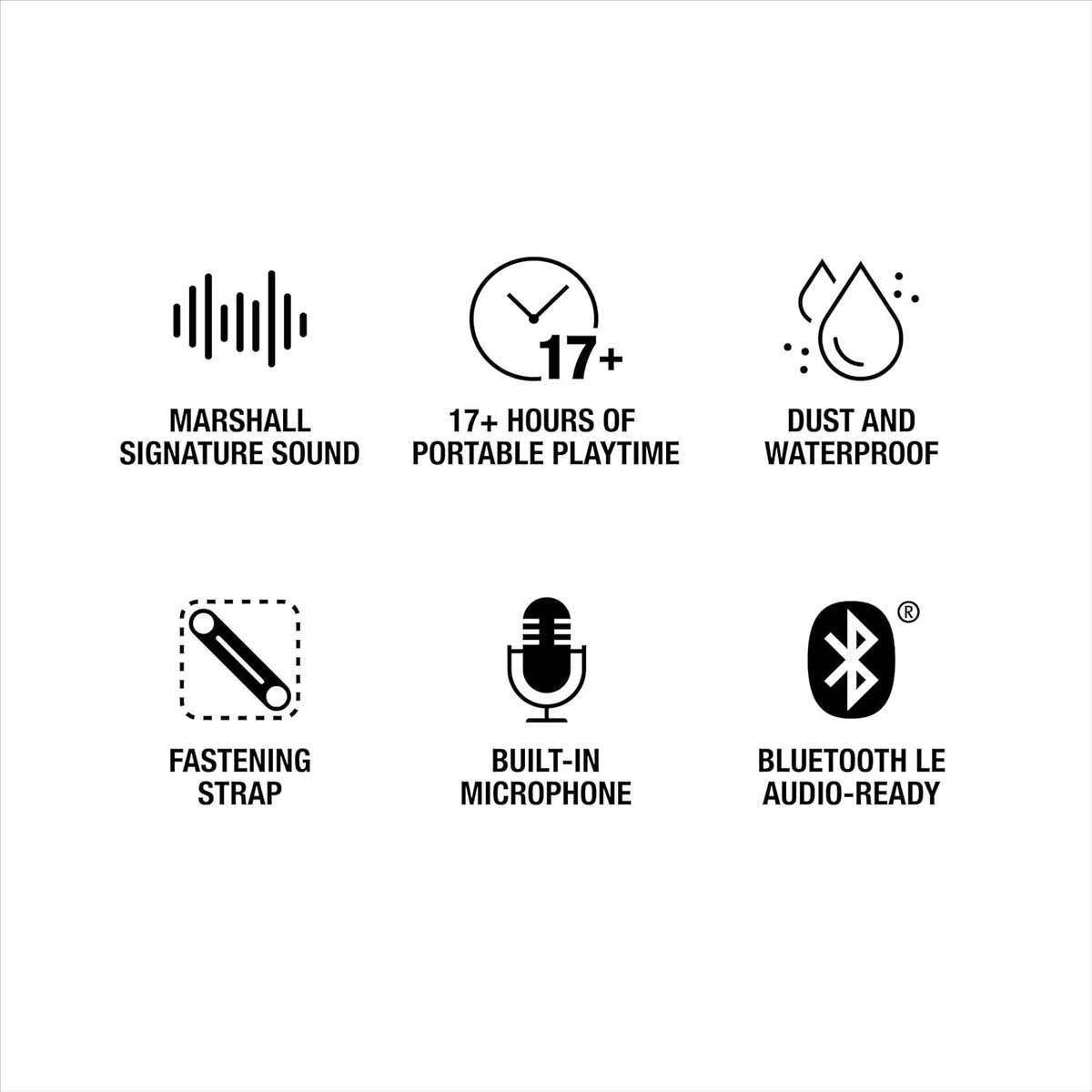 Marshall Willen II Wireless Bluetooth Speaker, Over 17+ Hours Playtime, IP67 Waterproof - Black and Brass
