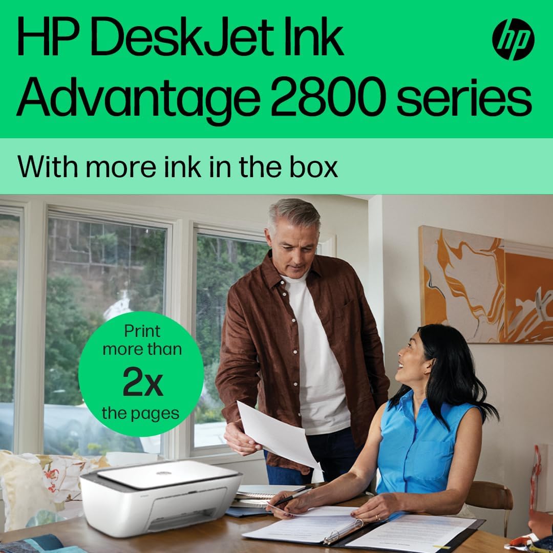 HP DeskJet Ink Advantage 2875 Wireless Print, Copy, Scan, All-in-One Printer - White [60K47C]