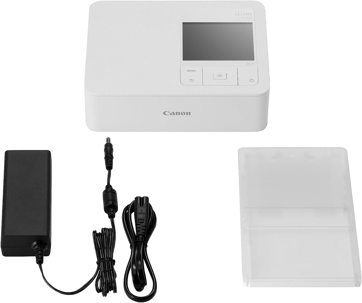 Canon SELPHY CP1500 Compact Portable Photo Printer (Upgraded CP1300 Model) | Photos,Collages & Stickers | Wi-Fi & Direct printing | Smart Devices,Computers,Cameras,SD Card & USB-C Flash Drives (White)