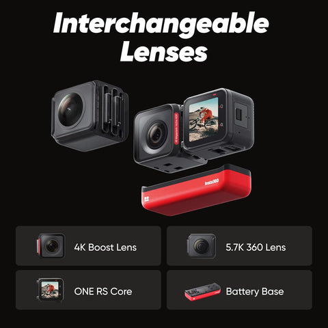 Insta360 ONE RS Twin Edition – Waterproof 4K 60fps Action Camera & 5.7K 360 Camera With Interchangeable Lenses, Stabilization, 48MP Photo, Active HDR, AI Editing