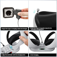 SYOSI Charging Station for Playstation VR2 Controller, Charging Dock Compatible with PS VR2 Controller LED Light Desk Charger Stand with Accessories 4 Type-C Magnetic Clasp and Type-C Cable (White)