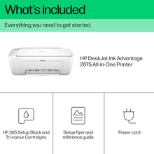 HP DeskJet Ink Advantage 2875 Wireless Print, Copy, Scan, All-in-One Printer - White [60K47C]