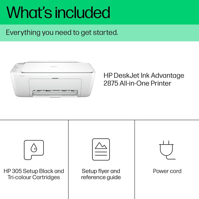 HP DeskJet Ink Advantage 2875 Wireless Print, Copy, Scan, All-in-One Printer - White [60K47C]