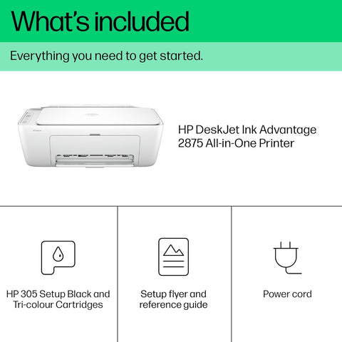 HP DeskJet Ink Advantage 2875 Wireless Print, Copy, Scan, All-in-One Printer - White [60K47C]