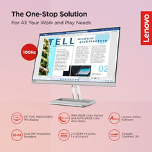 Lenovo  L27i-40 inch (68.6cm) FHD IPS Ultraslim Monitor| 100Hz, 4ms, HDMI, VGA, Tilt Swivel Pivot Height Adjust Stand: for Home & Office use,